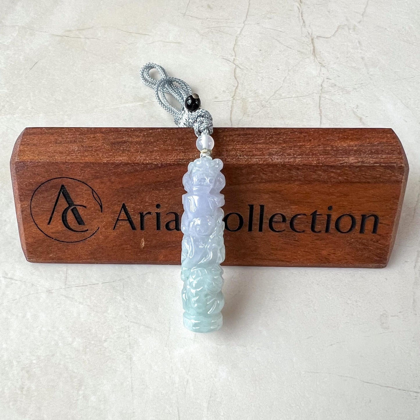 Lavender Purple Dragon Pillar Column Jade Pendant, Jadeite Jade Hand Carved Pendant Necklace, YGR-0823-1736736264