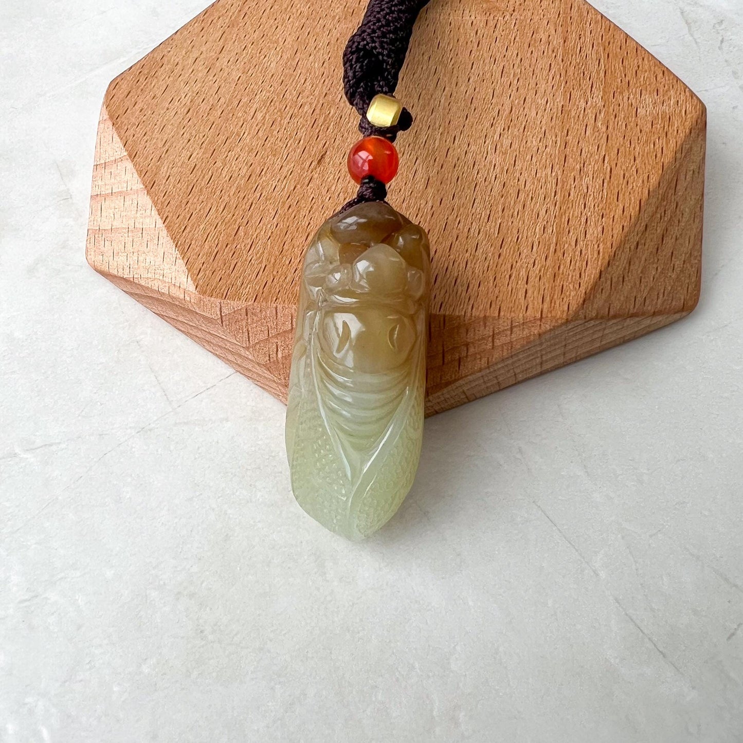 Yellow Nephrite Jade Cicada Hand Carved Pendant, ZXG-0924-1734813417