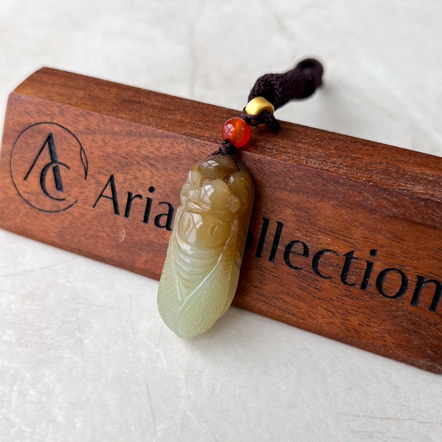 Yellow Nephrite Jade Cicada Hand Carved Pendant, ZXG-0924-1734813417