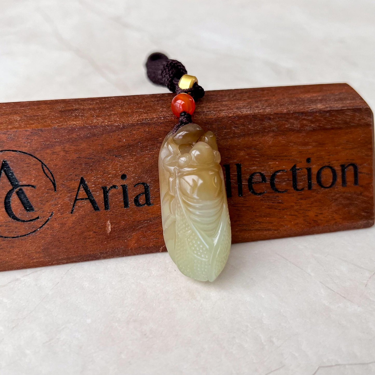 Yellow Nephrite Jade Cicada Hand Carved Pendant, ZXG-0924-1734813417