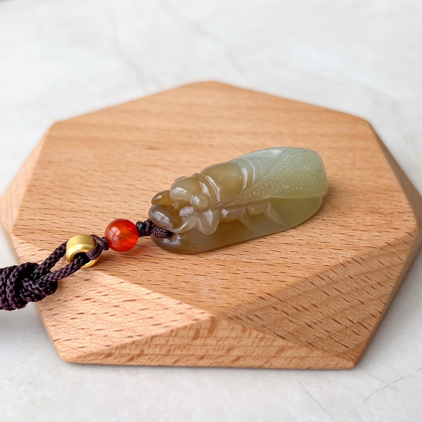 Yellow Nephrite Jade Cicada Hand Carved Pendant, ZXG-0924-1734813417