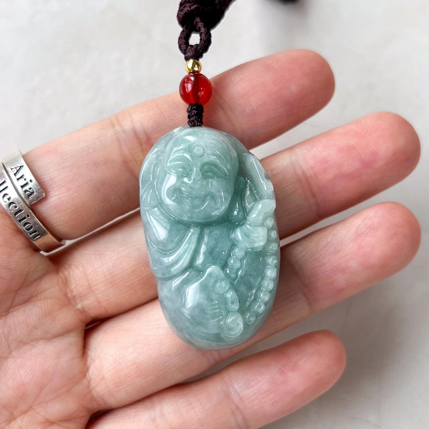 Cradle of Bliss Happy Buddha Jade Pendant, Jadeite Jade Carved Pendant, YW-0110-1734903901