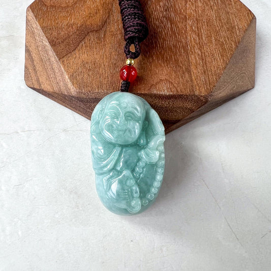 Cradle of Bliss Happy Buddha Jade Pendant, Jadeite Jade Carved Pendant, YW-0110-1734903901