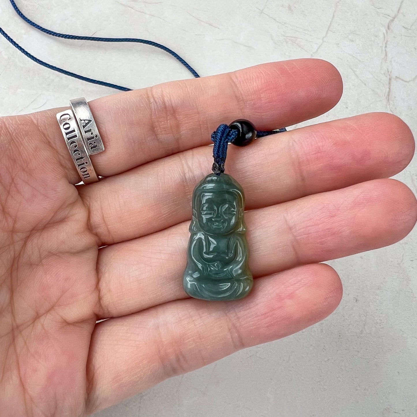 Small Baby Buddha Jade Pendant, Blue Green Jadeite Jade Baby Buddha Pendant Necklace, XY-0223-1647234977