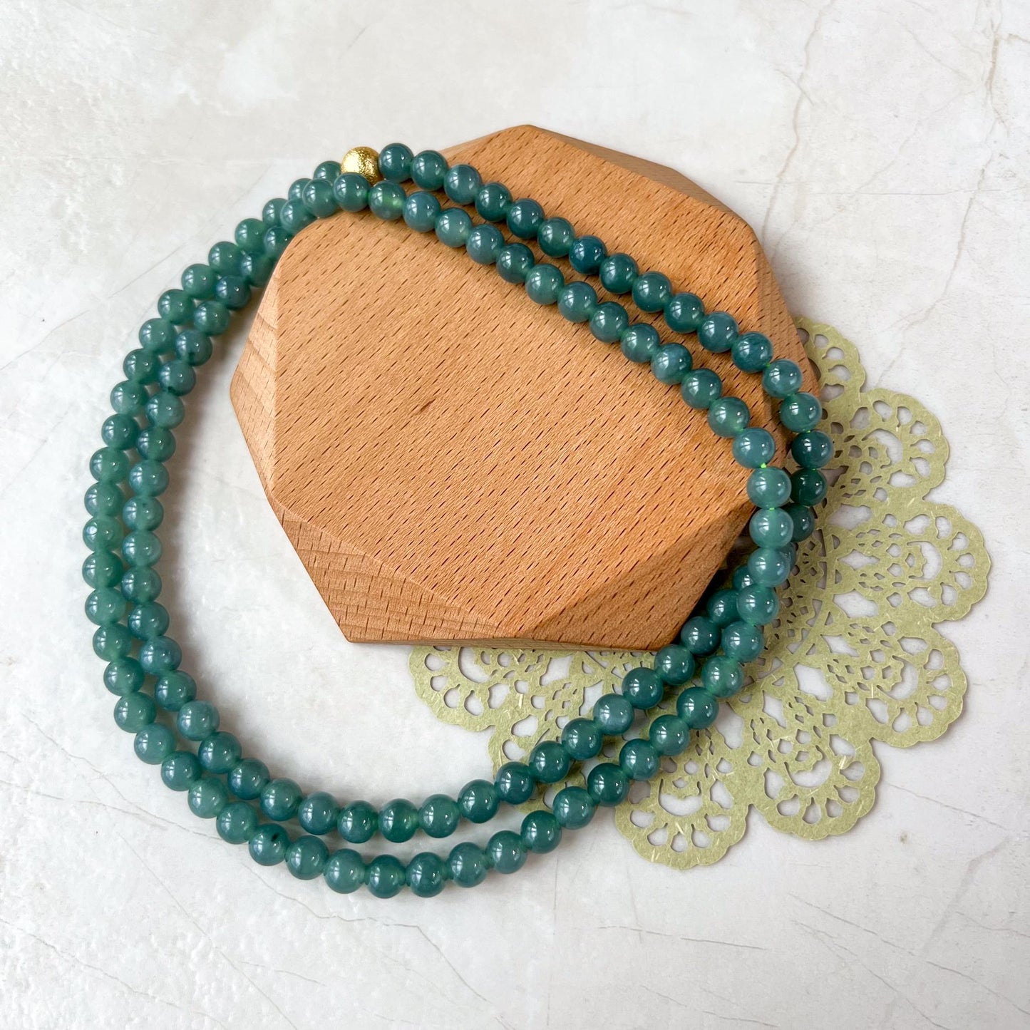 6.7 mm 108 Blue Green Jadeite Jade Mala Prayer Beads Bracelet Necklace, SCA-0424-1735426735