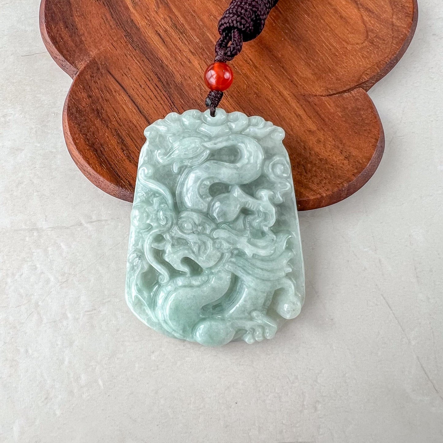 Dragon Jade Pendant, Light Green Jadeite Jade Pendant Necklace, YJ-0321-0334433