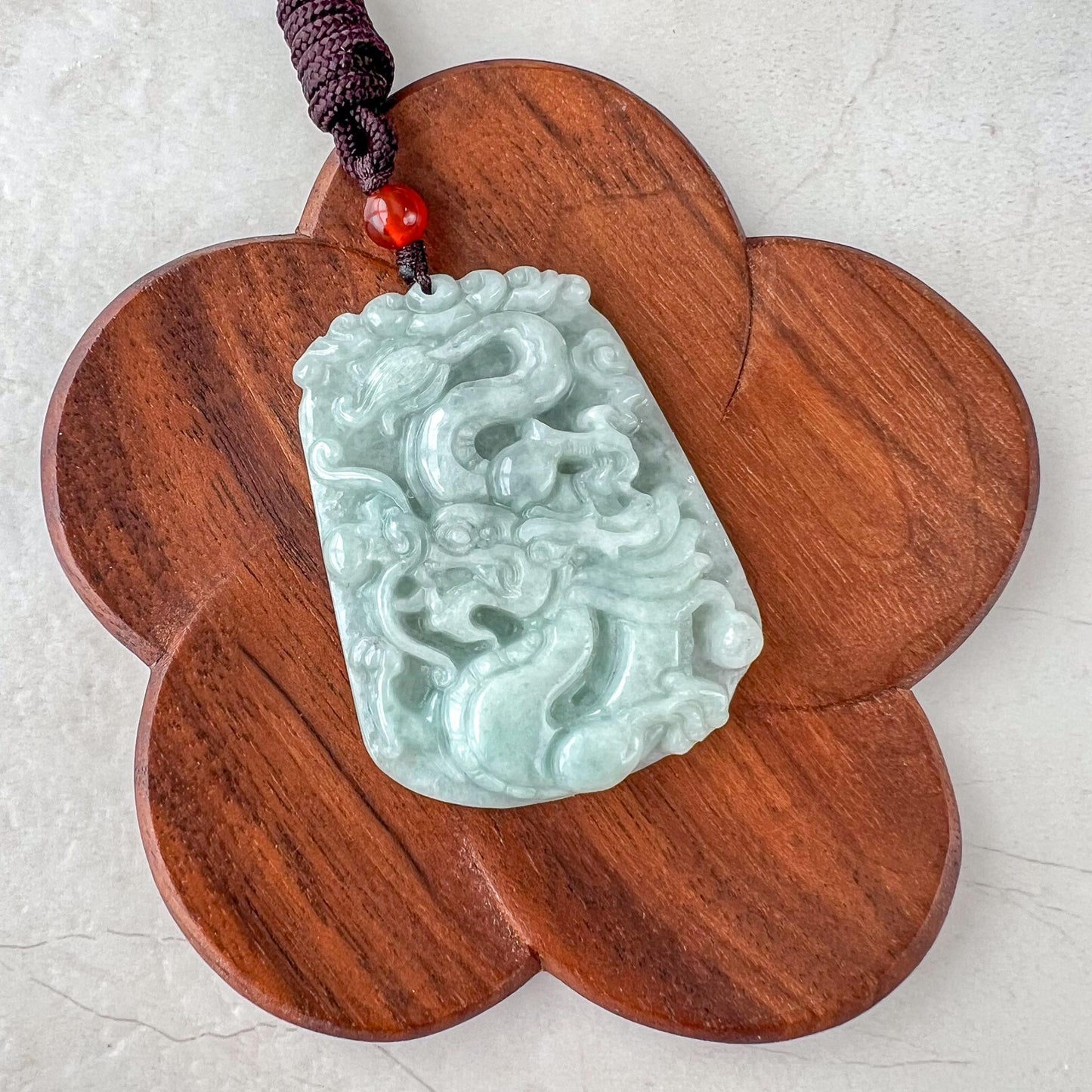 Dragon Jade Pendant, Light Green Jadeite Jade Pendant Necklace, YJ-0321-0334433