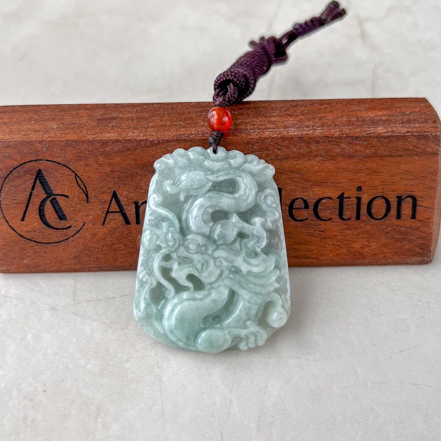 Dragon Jade Pendant, Light Green Jadeite Jade Pendant Necklace, YJ-0321-0334433