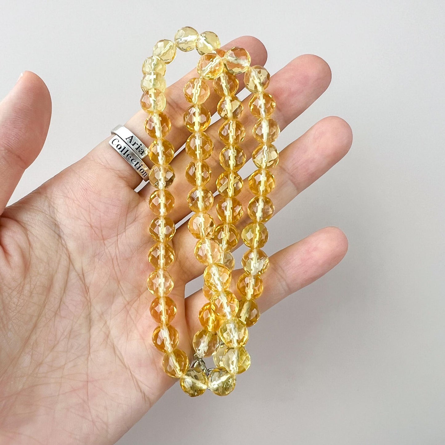 Natural Citrine Clear Quartz High Grade November Birthstone Short 16 inch Necklace, YW-0110-1735771203