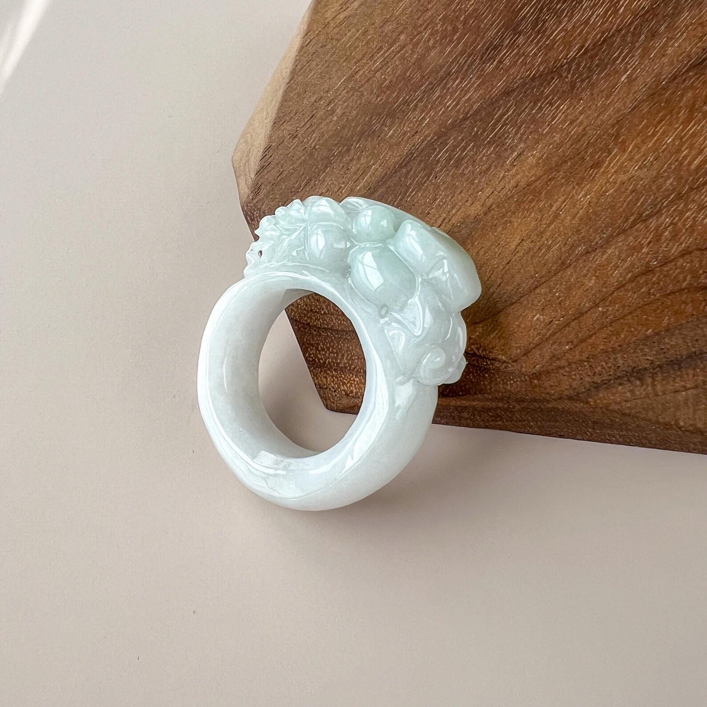 Pi Xiu Fortune Guardian Ring, US Size 10, Jadeite Jade Large Jade Ring, 貔貅, Thumb Ring, YGR-1123-1735865584