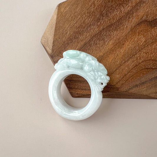 Pi Xiu Fortune Guardian Ring, US Size 10, Jadeite Jade Large Jade Ring, 貔貅, Thumb Ring, YGR-1123-1735865584