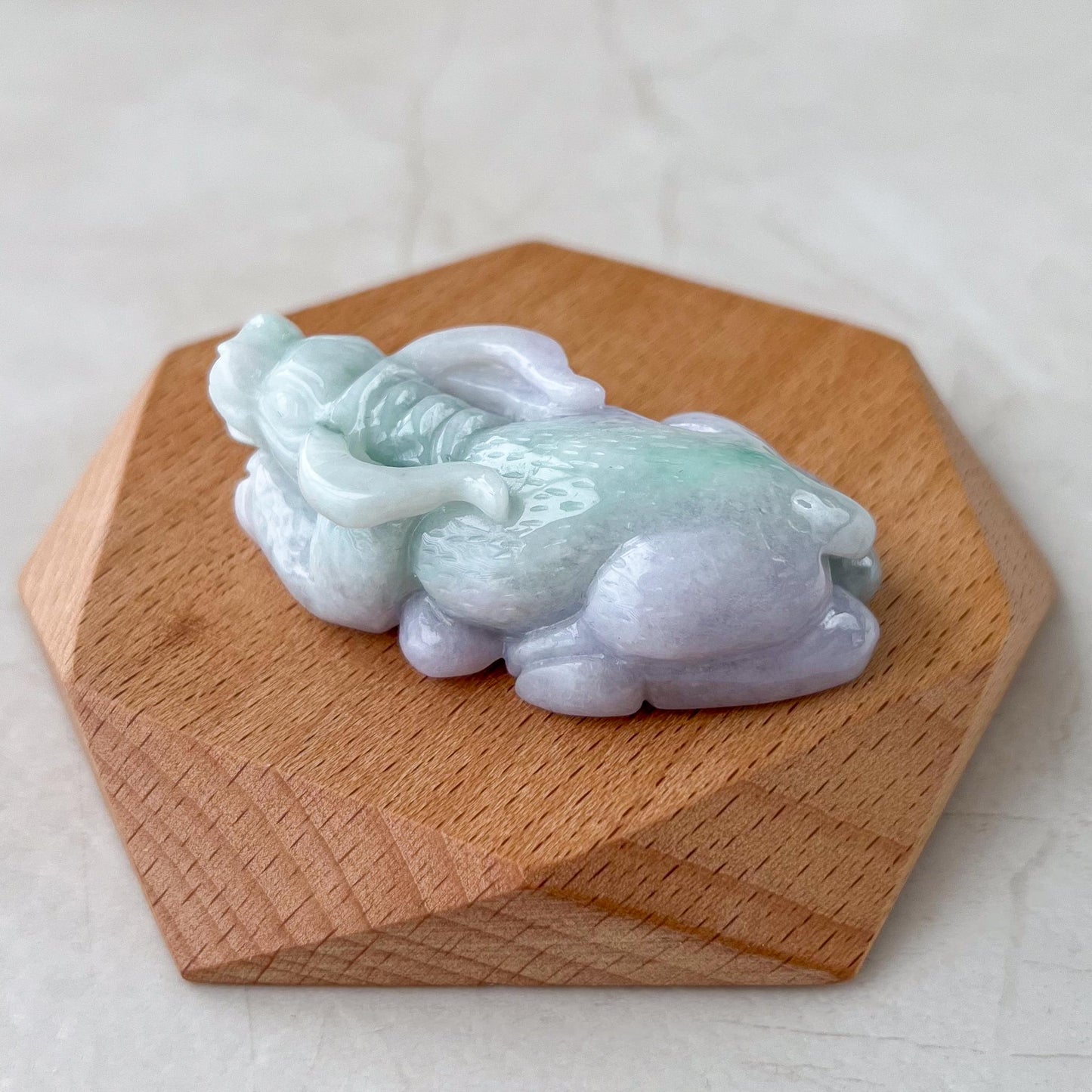 Purple Green Ox Hand Carved Figurine, Statue, Jadeite Jade Figurine, Decoration, Light Purple Green Jade, YGR-0223-1737870166