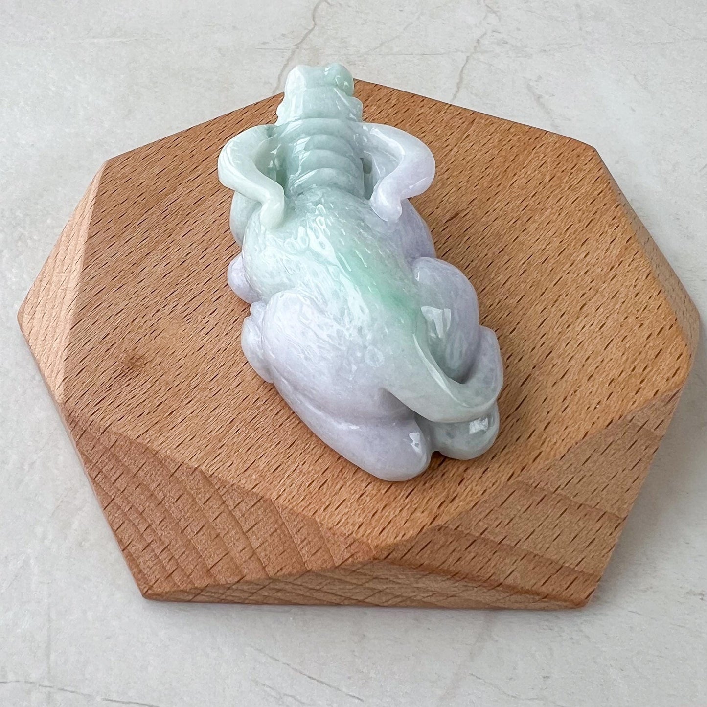 Purple Green Ox Hand Carved Figurine, Statue, Jadeite Jade Figurine, Decoration, Light Purple Green Jade, YGR-0223-1737870166