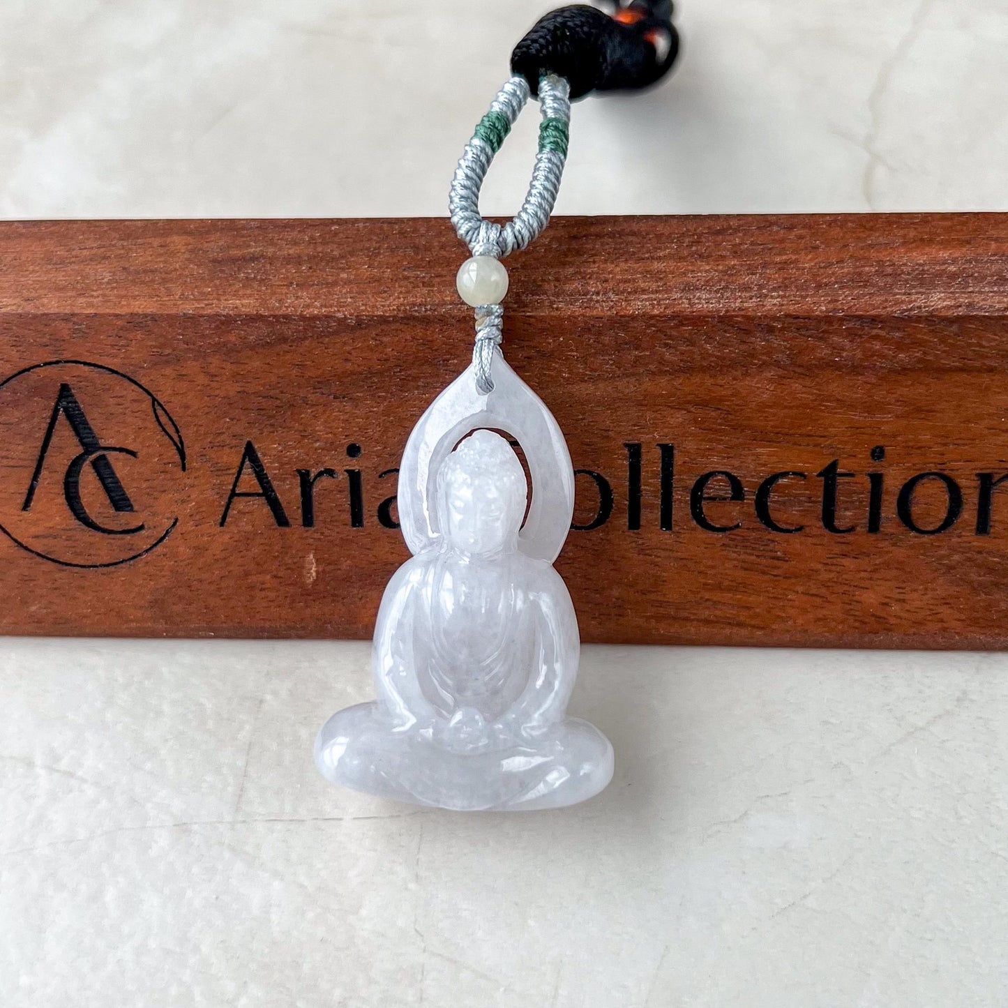 Pure Light Amitabha Buddha Jade Pendant, Jadeite Jade Amitabha Buddha, Amita Amida White Carved Pendant Necklace, WMC-0223-0002962