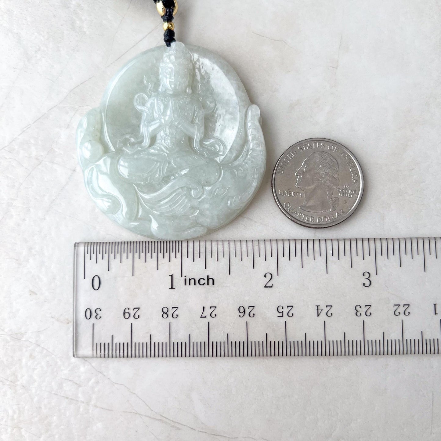 Jadeite Jade Samantabhadra Buddha Pendant, Pu Xian, Phổ Hiền Bồ Tát, Buddha with elephant, 普贤 Pendant Necklace, YJ-0522-0399677