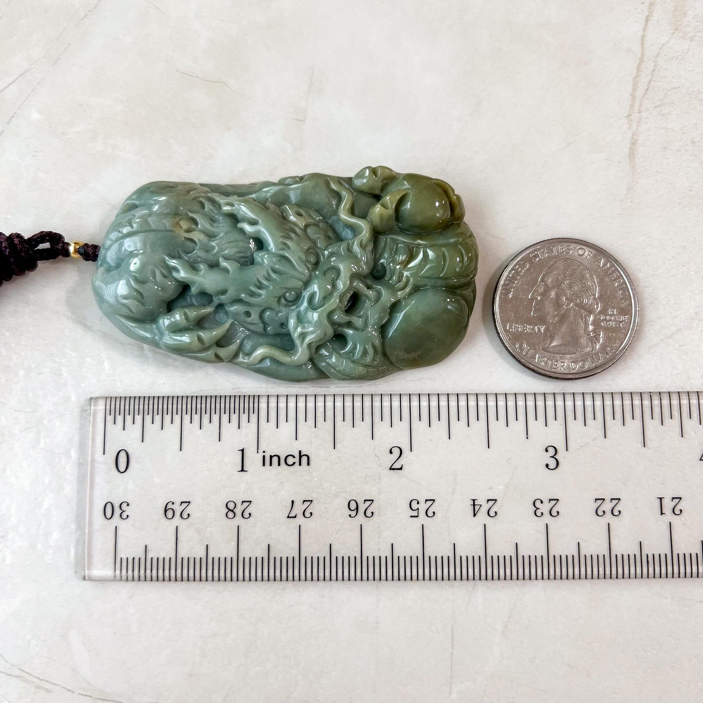 Dragon's Roar Jade Pendant, Green Jadeite Jade Dragon Hand Carved Pendant, BH-1223-0001598