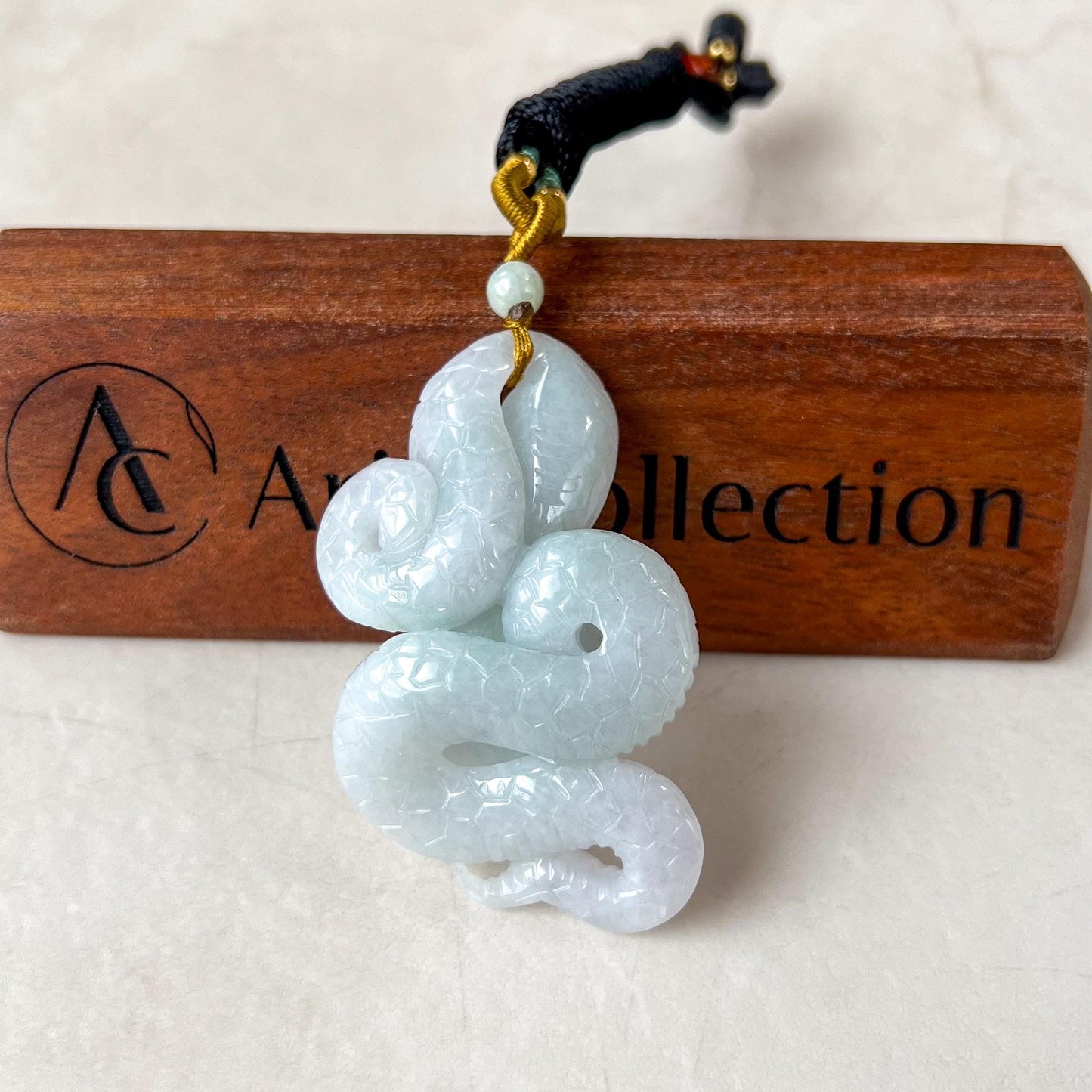 Infinity Snake Serpent Jade Pendant, Large 3D Hand Carved Jadeite Jade Pendant, BH-0224-0002268