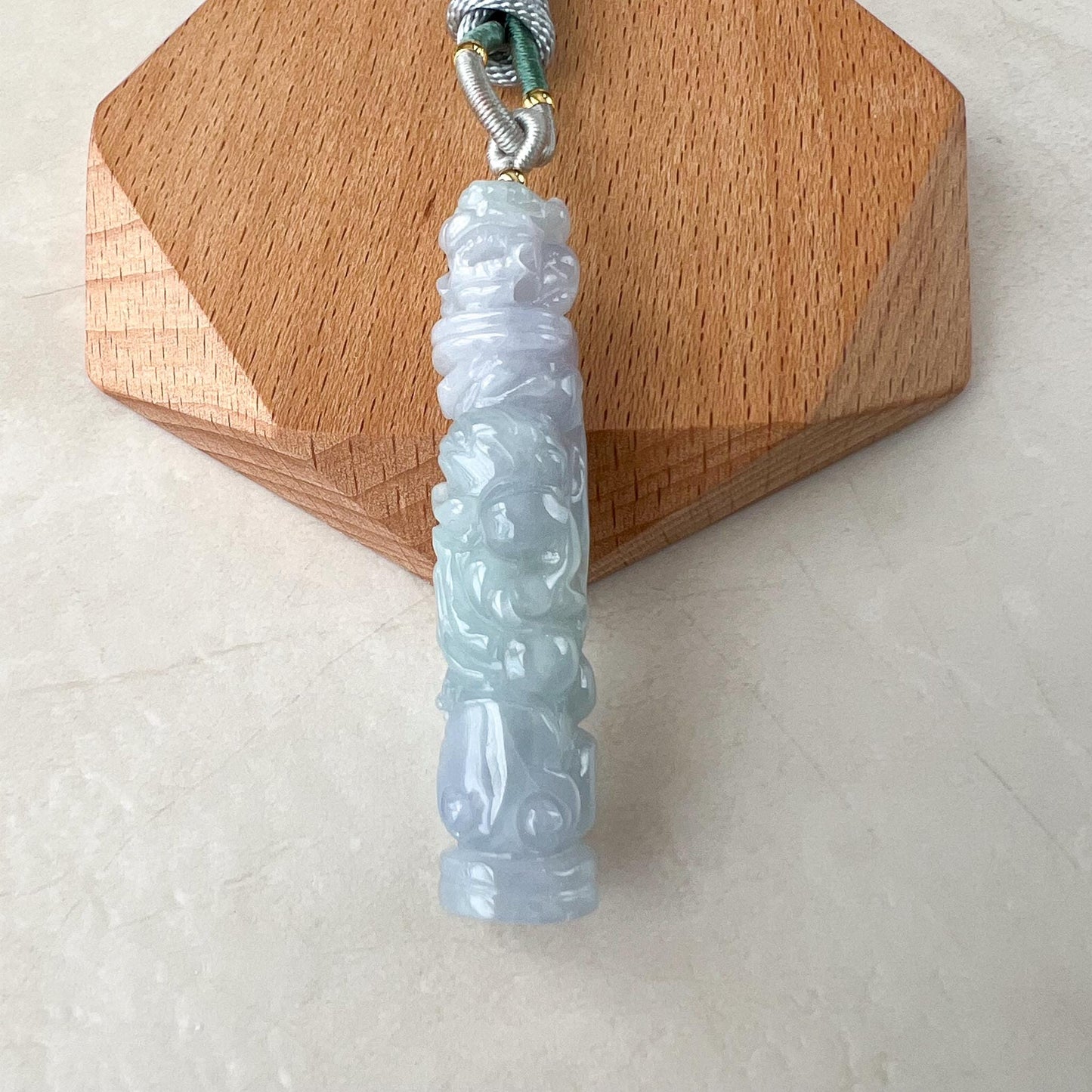 Lavender Purple Dragon Pillar Column Jade Pendant, Jadeite Jade Hand Carved Pendant Necklace, YGR-0823-1736734853