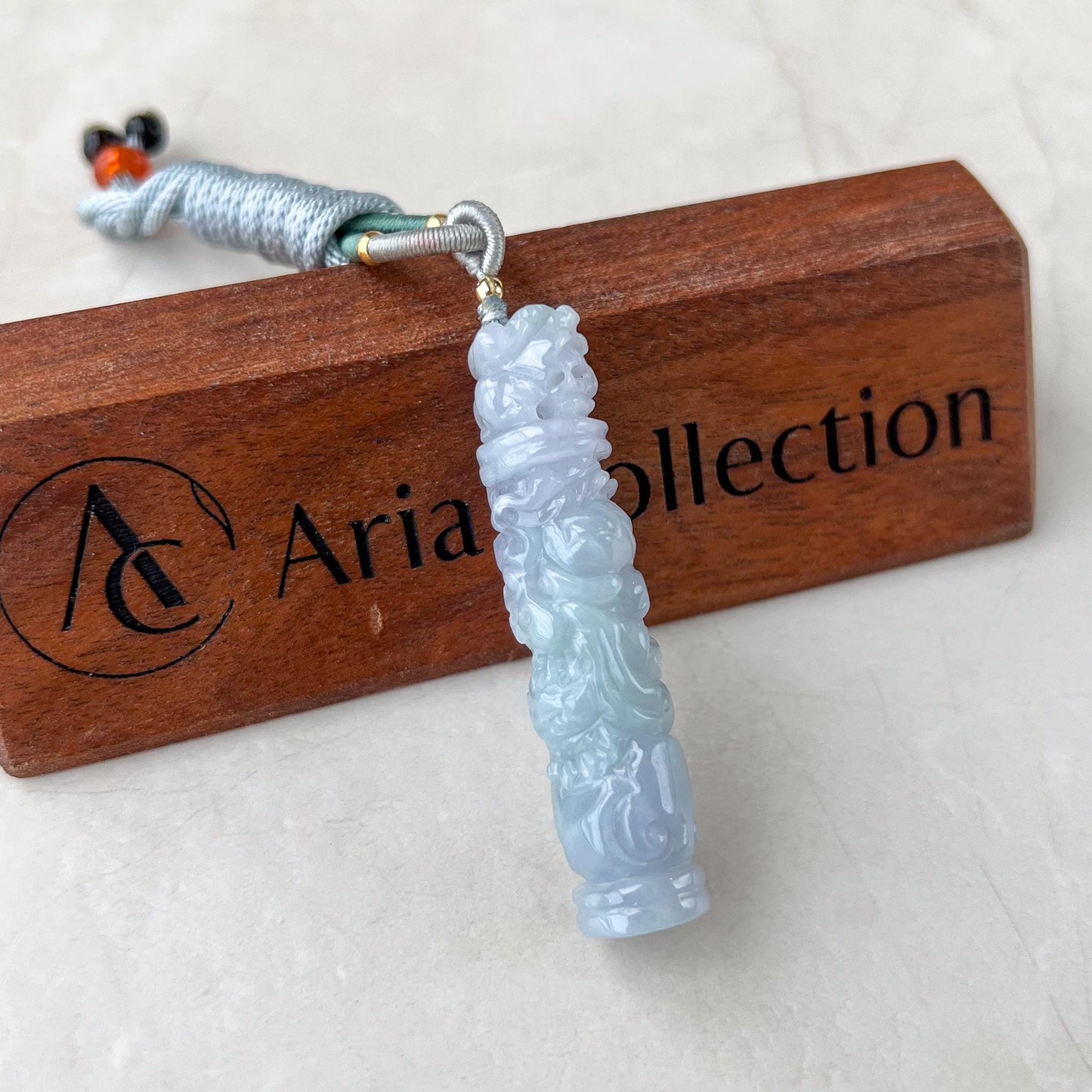 Lavender Purple Dragon Pillar Column Jade Pendant, Jadeite Jade Hand Carved Pendant Necklace, YGR-0823-1736734853