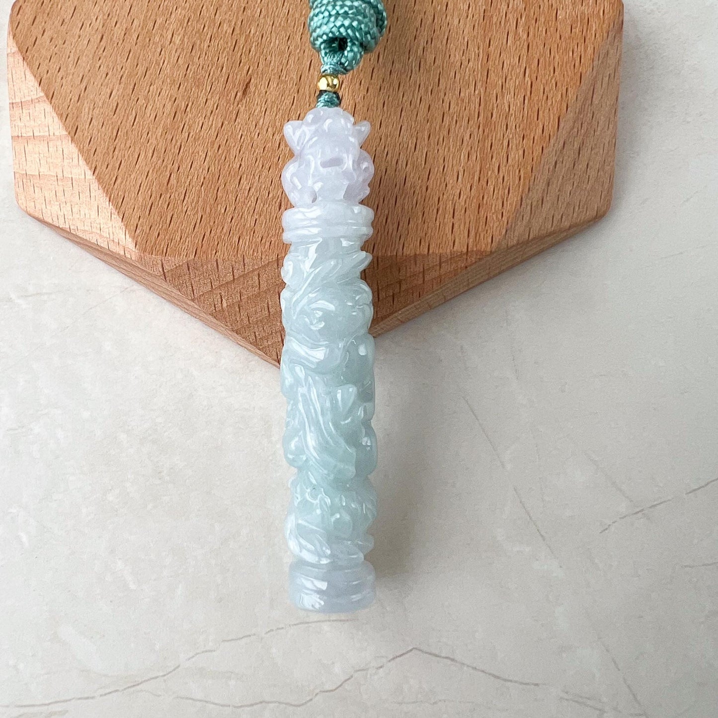 Lavender Purple Dragon Pillar Column Jade Pendant, Jadeite Jade Hand Carved Pendant Necklace, YGR-0823-1736736002