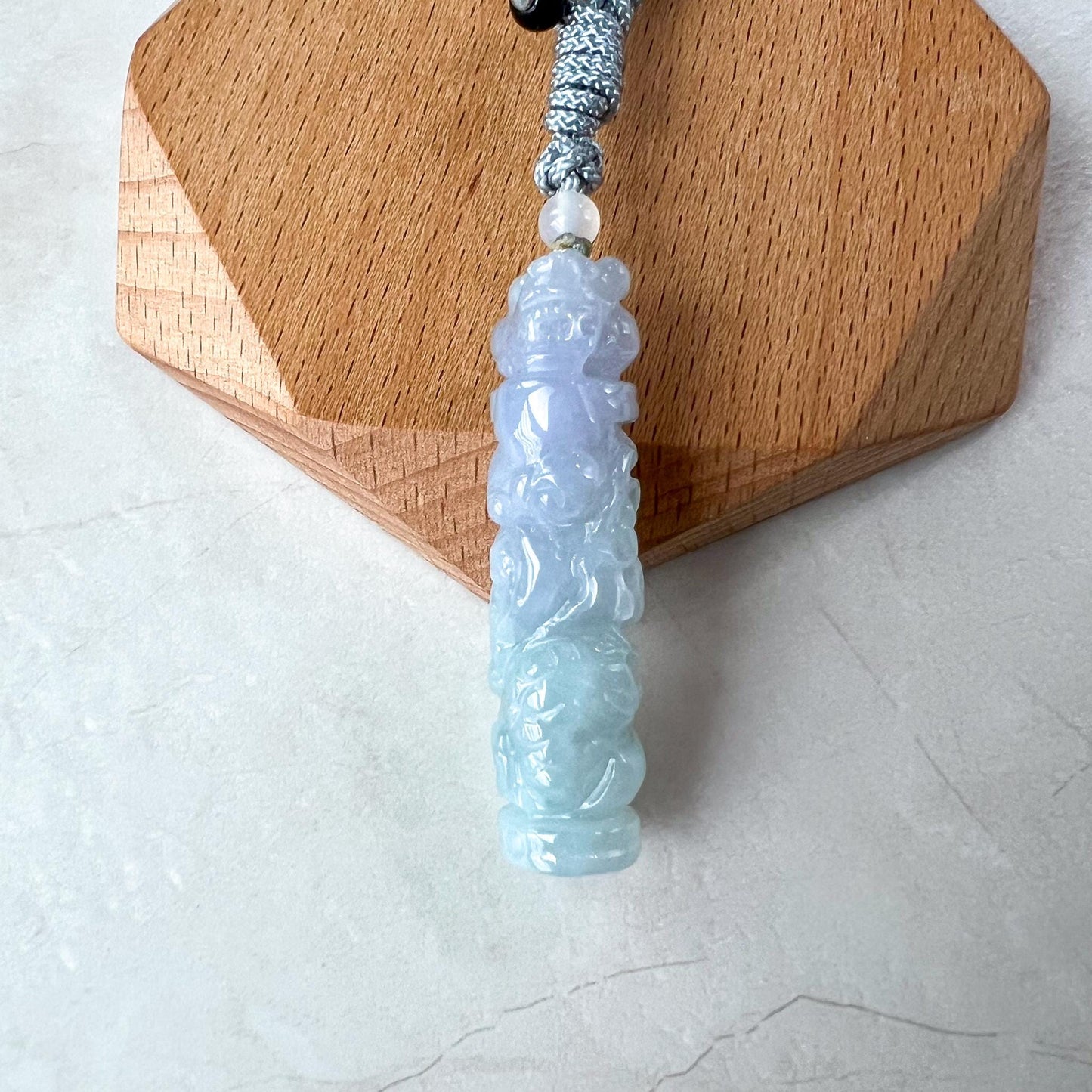 Lavender Purple Dragon Pillar Column Jade Pendant, Jadeite Jade Hand Carved Pendant Necklace, YGR-0823-1736736264