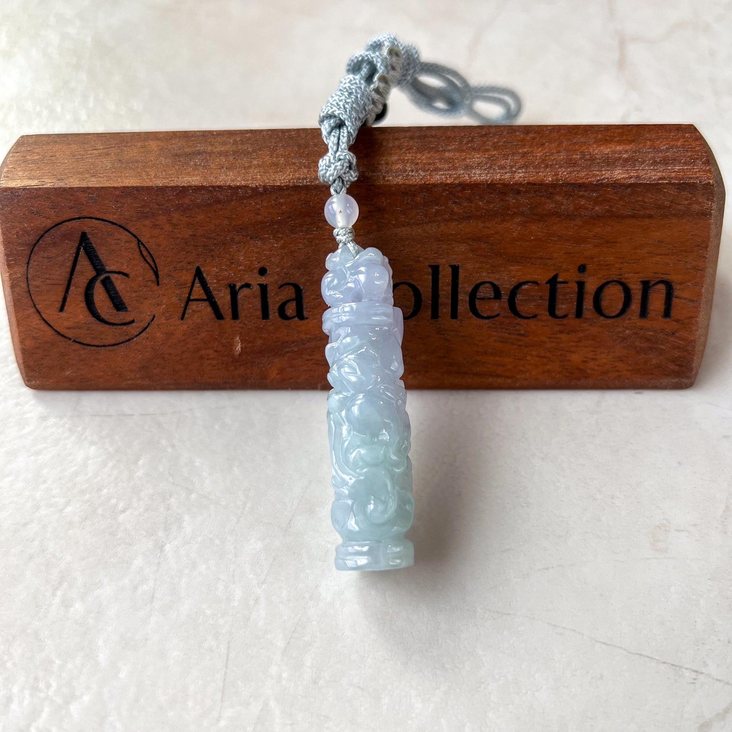 Lavender Purple Dragon Pillar Column Jade Pendant, Jadeite Jade Hand Carved Pendant Necklace, YGR-0823-1736736264