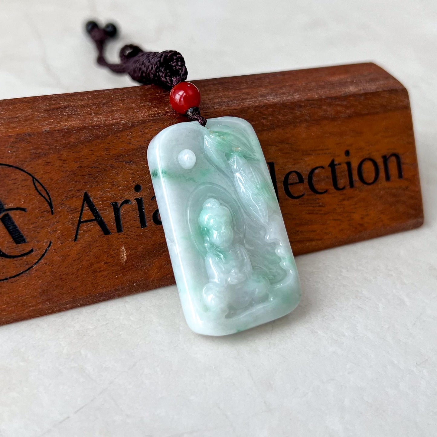 Baby Buddha with Cicada Jade Pendant, Light Green Jadeite Jade Pendant Necklace, YJ-0422-0405776