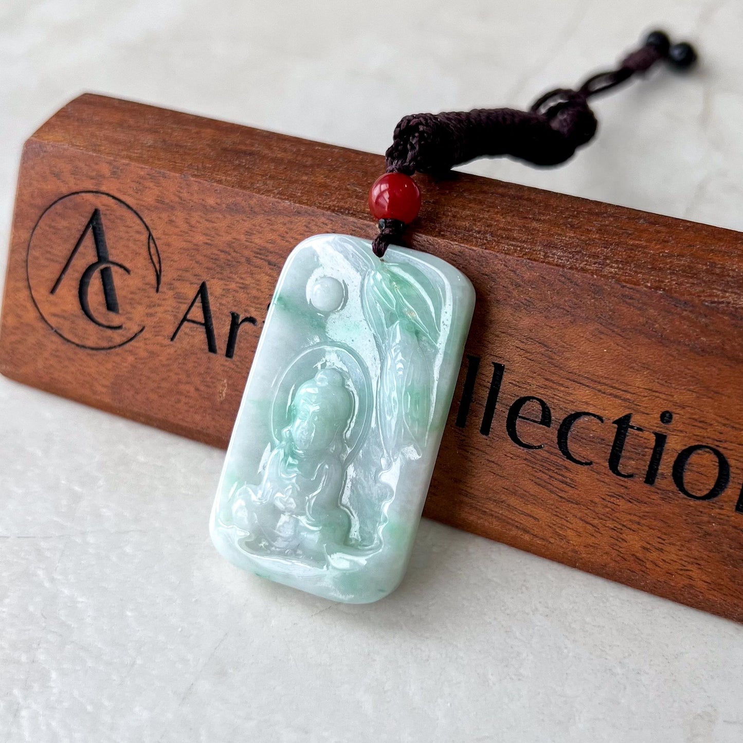 Baby Buddha with Cicada Jade Pendant, Light Green Jadeite Jade Pendant Necklace, YJ-0422-0405776