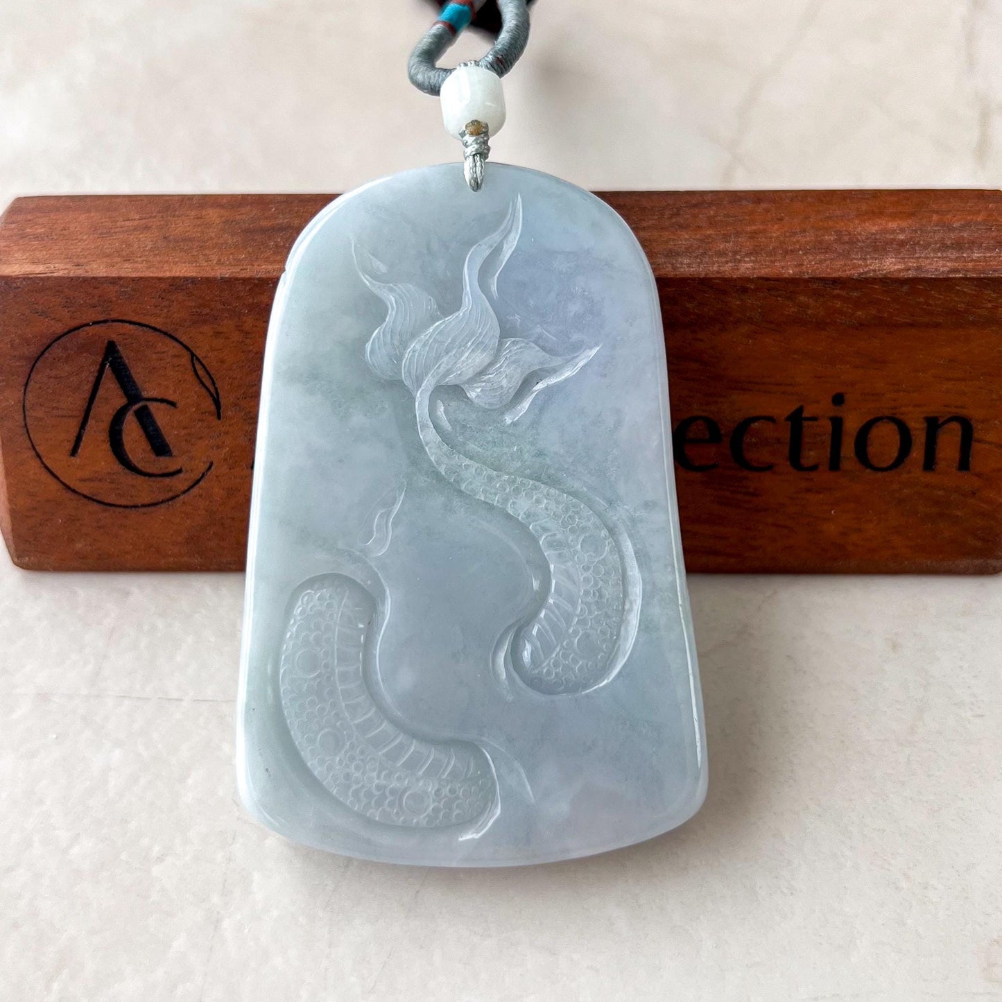 Large Celestial Nine Dragons Pendant, Light Purple and Green Hand Carved Jadeite Jade Pendant, BH-1223-0000931