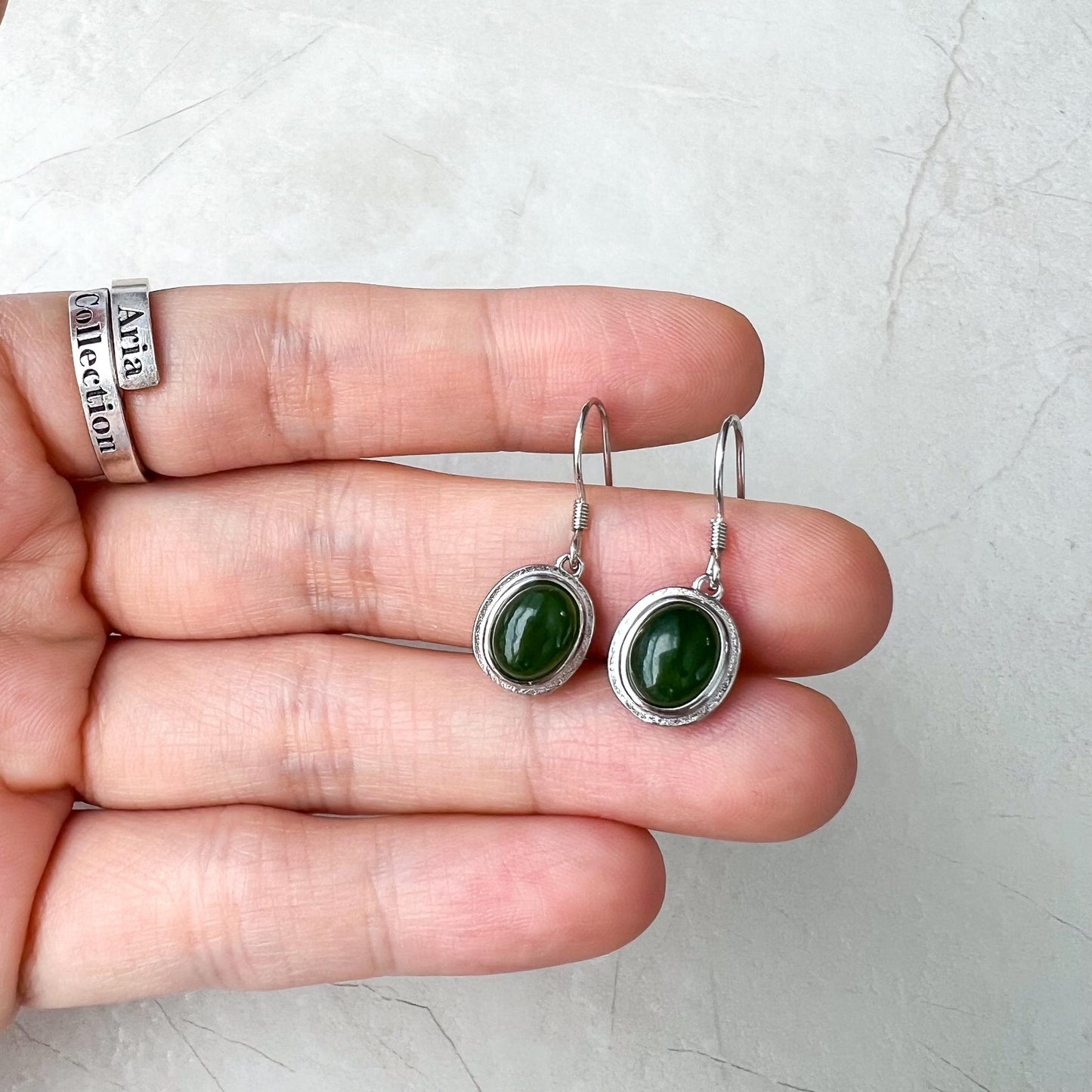 Jade Filigree Drop Earrings, Green Nephrite Jade Sterling Silver Earrings, JSY-0424-12015