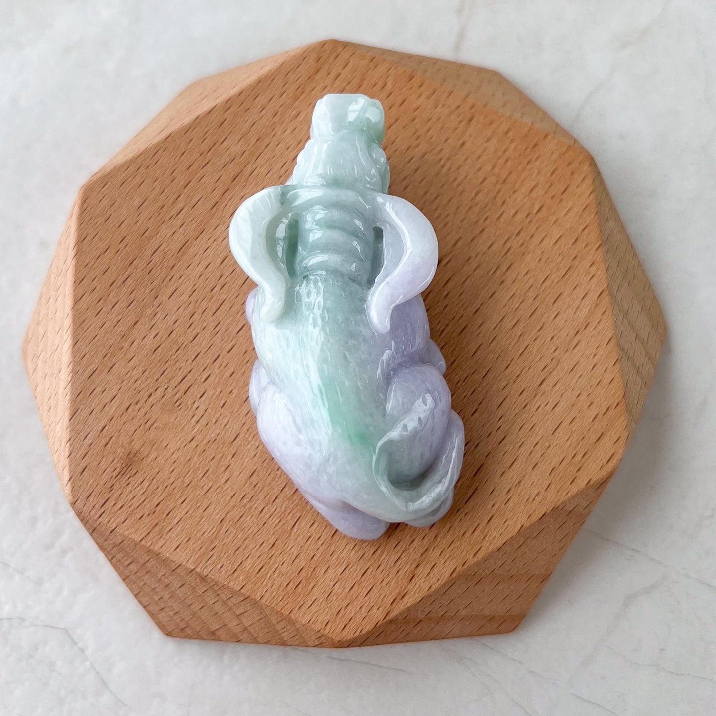 Purple Green Ox Hand Carved Figurine, Statue, Jadeite Jade Figurine, Decoration, Light Purple Green Jade, YGR-0223-1737870166