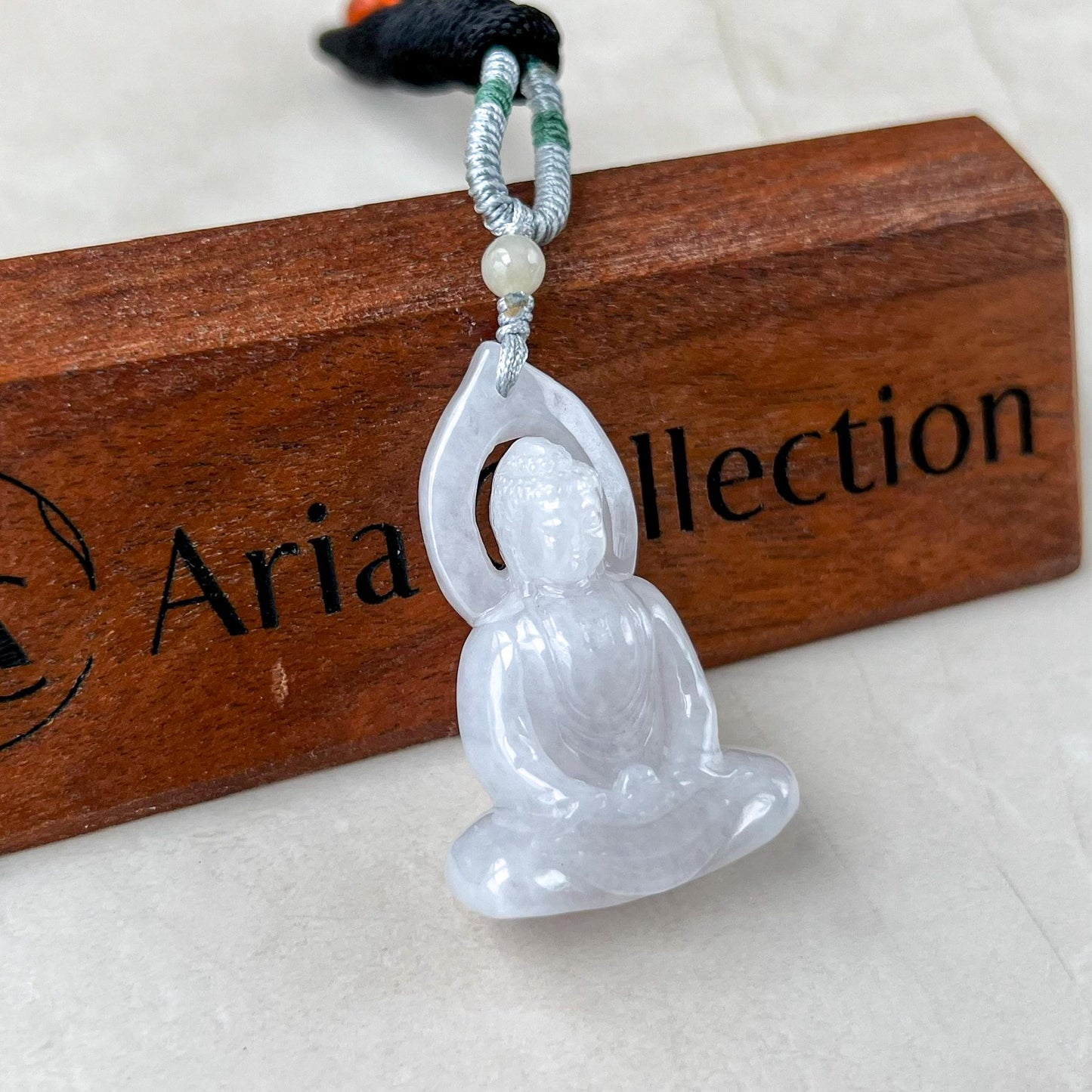 Pure Light Amitabha Buddha Jade Pendant, Jadeite Jade Amitabha Buddha, Amita Amida White Carved Pendant Necklace, WMC-0223-0002962