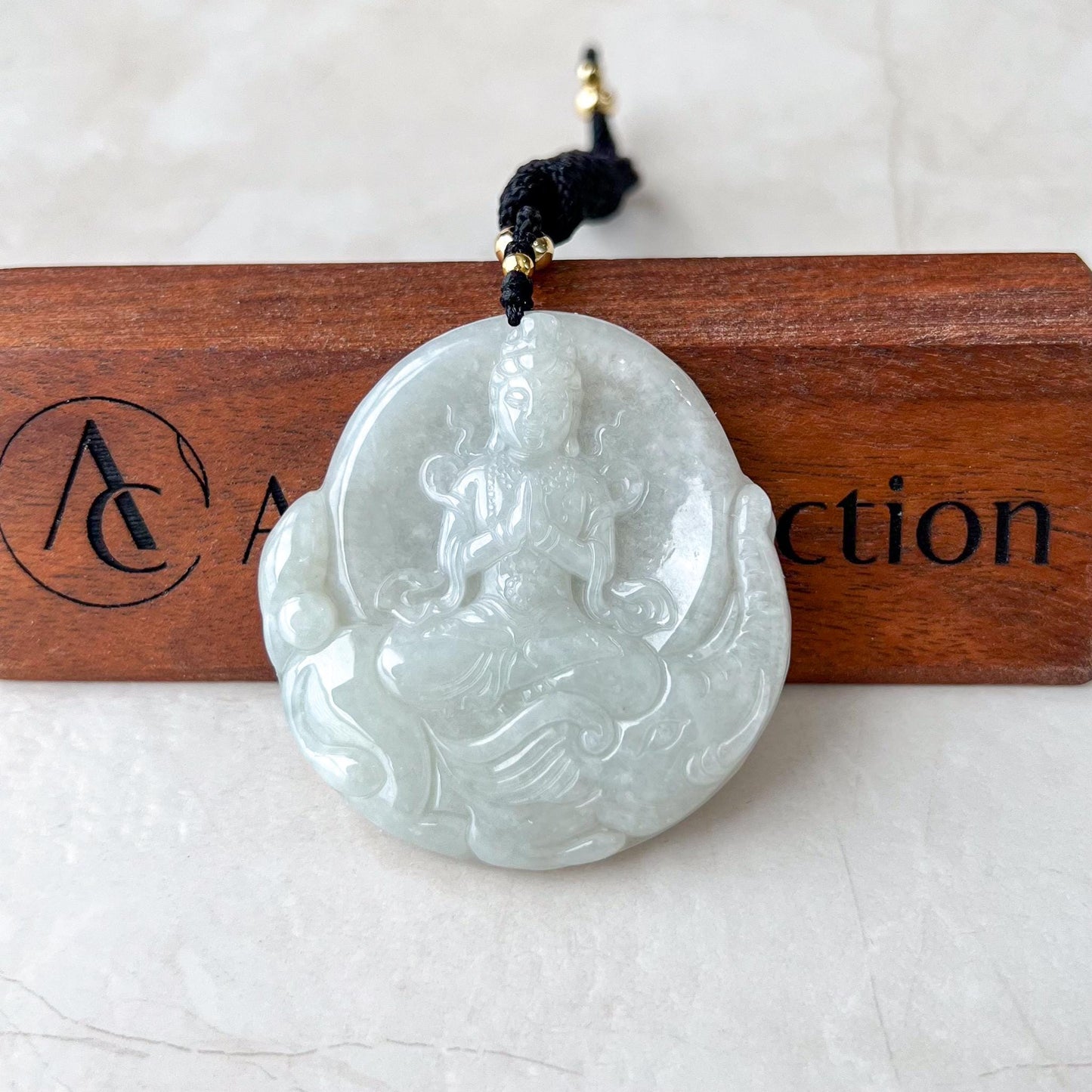 Jadeite Jade Samantabhadra Buddha Pendant, Pu Xian, Phổ Hiền Bồ Tát, Buddha with elephant, 普贤 Pendant Necklace, YJ-0522-0399677