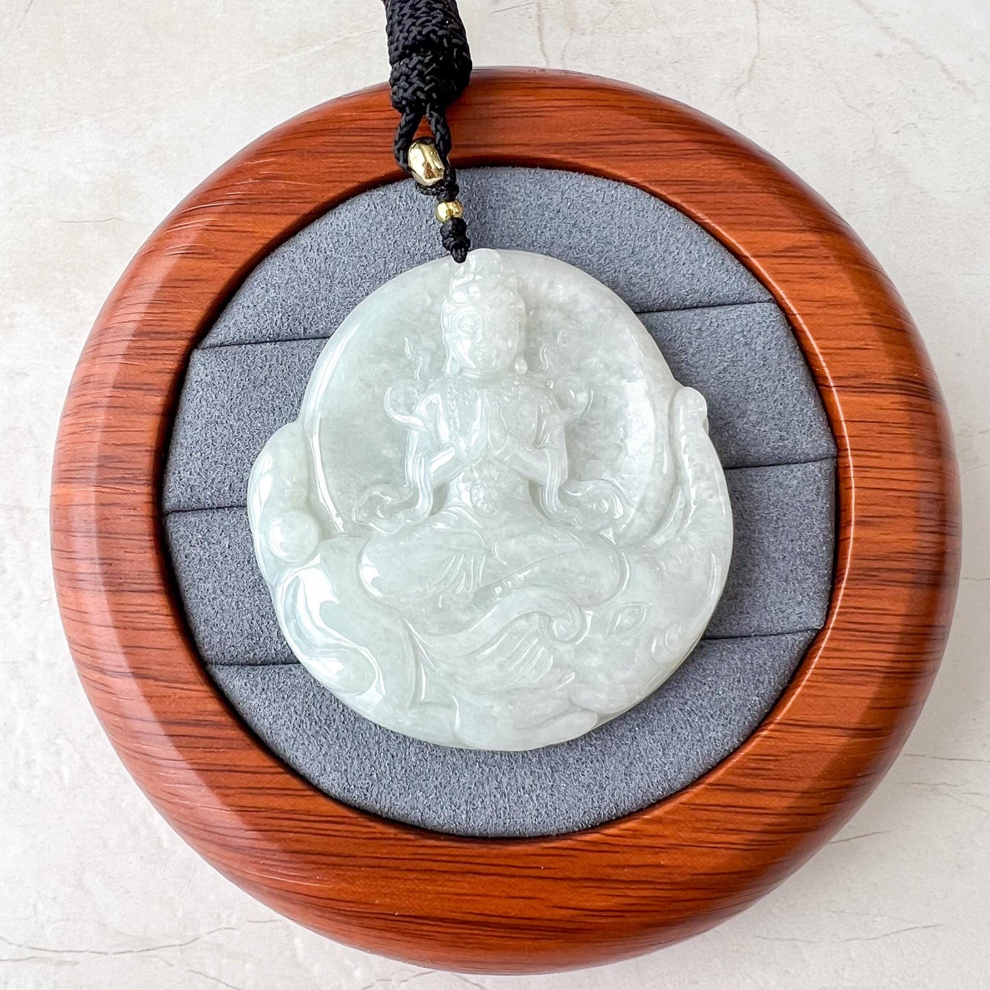 Jadeite Jade Samantabhadra Buddha Pendant, Pu Xian, Phổ Hiền Bồ Tát, Buddha with elephant, 普贤 Pendant Necklace, YJ-0522-0399677