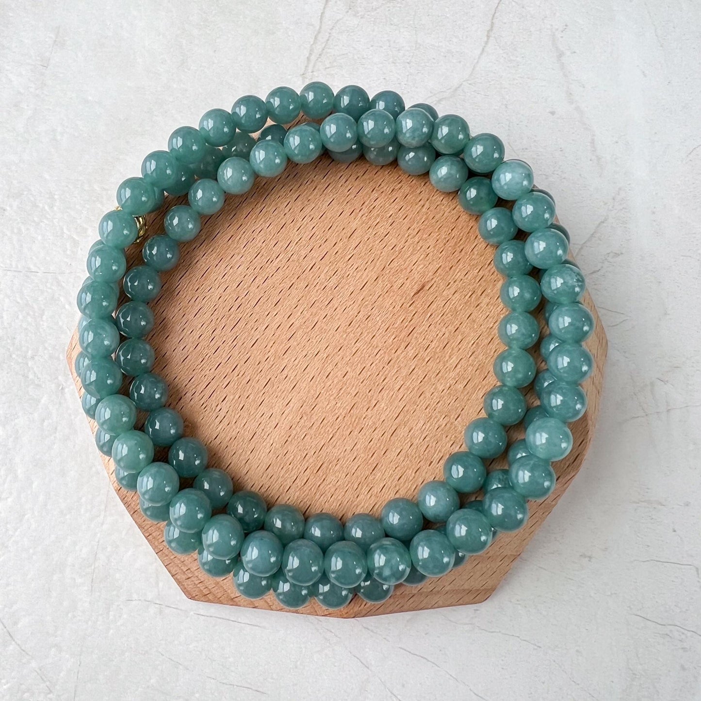 6.7 mm 108 Blue Green Jadeite Jade Mala Prayer Beads Bracelet Necklace, LIL-0424-1738445855