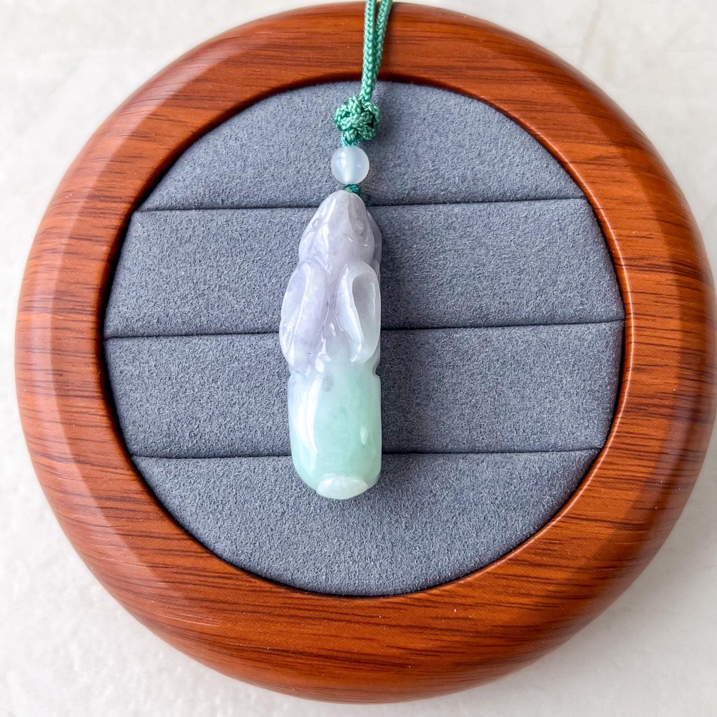 Light Green Lavender Rabbit Jade Pendant, Hand Carved Jadeite Jade Pendant, YJ-0422-0375026-2