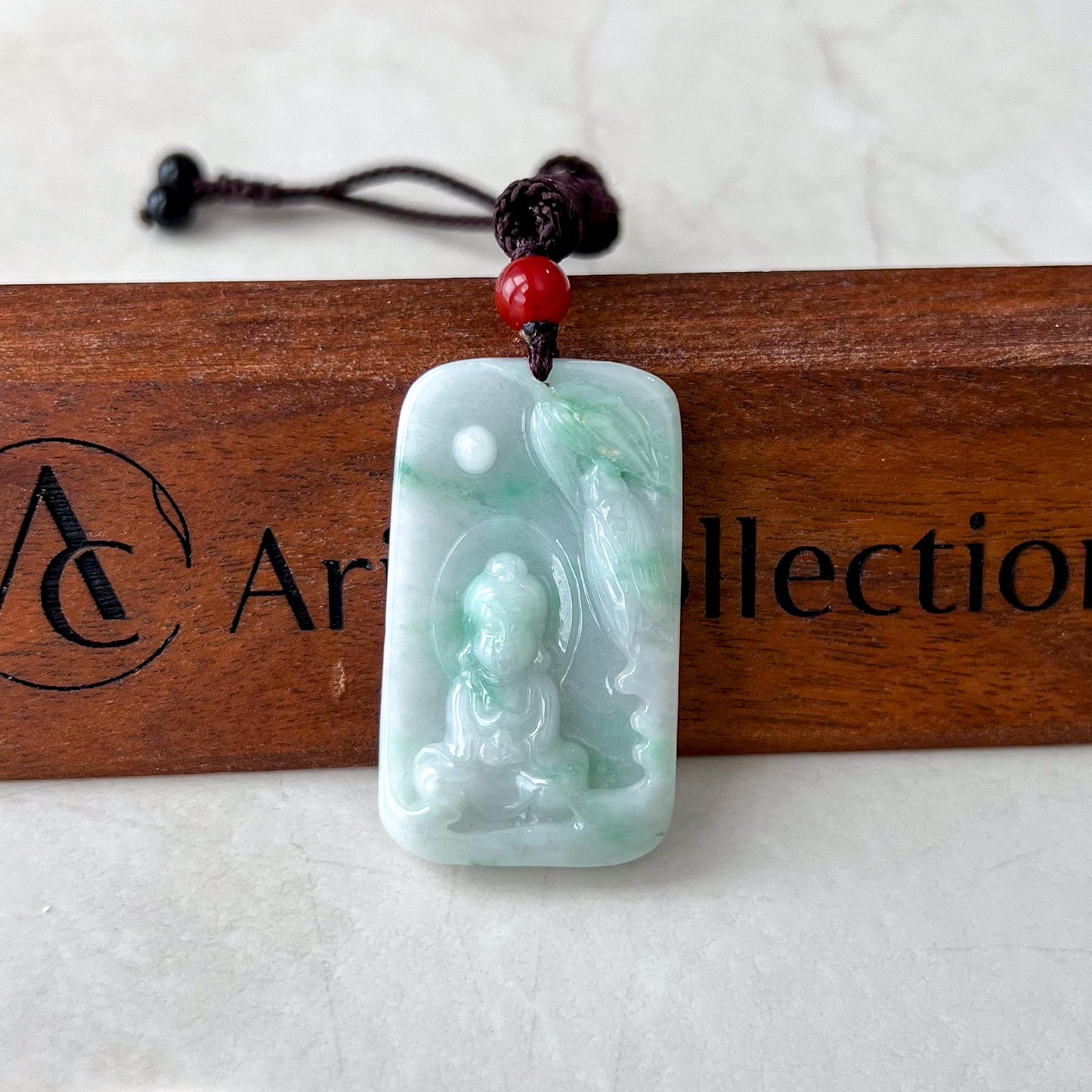 Baby Buddha with Cicada Jade Pendant, Light Green Jadeite Jade Pendant Necklace, YJ-0422-0405776