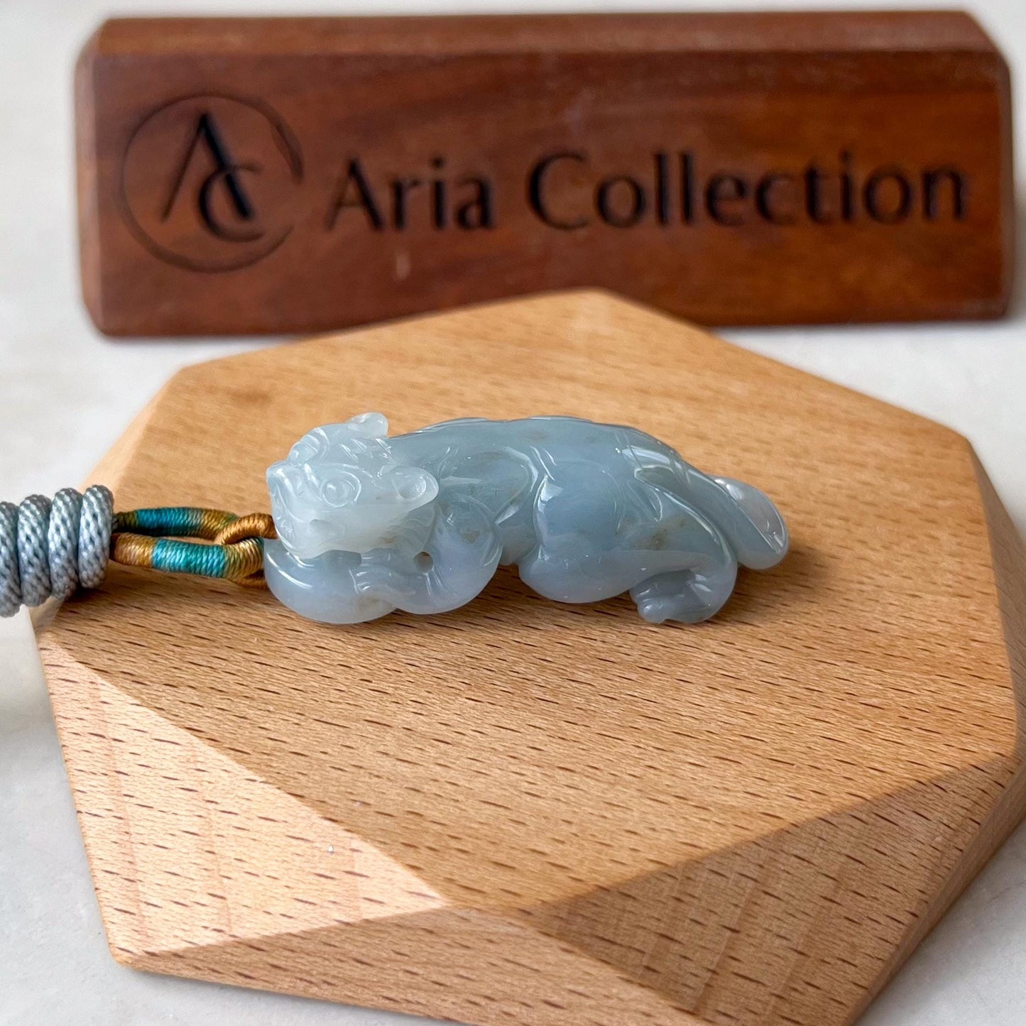 Azure Guardian Tiger Jade Pendant, Jadeite Jade Tiger Pendant, 3-D Hand Carved Pendant, YJ-0422-1741327826