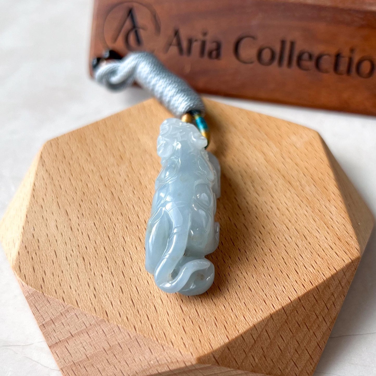 Azure Guardian Tiger Jade Pendant, Jadeite Jade Tiger Pendant, 3-D Hand Carved Pendant, YJ-0422-1741327826