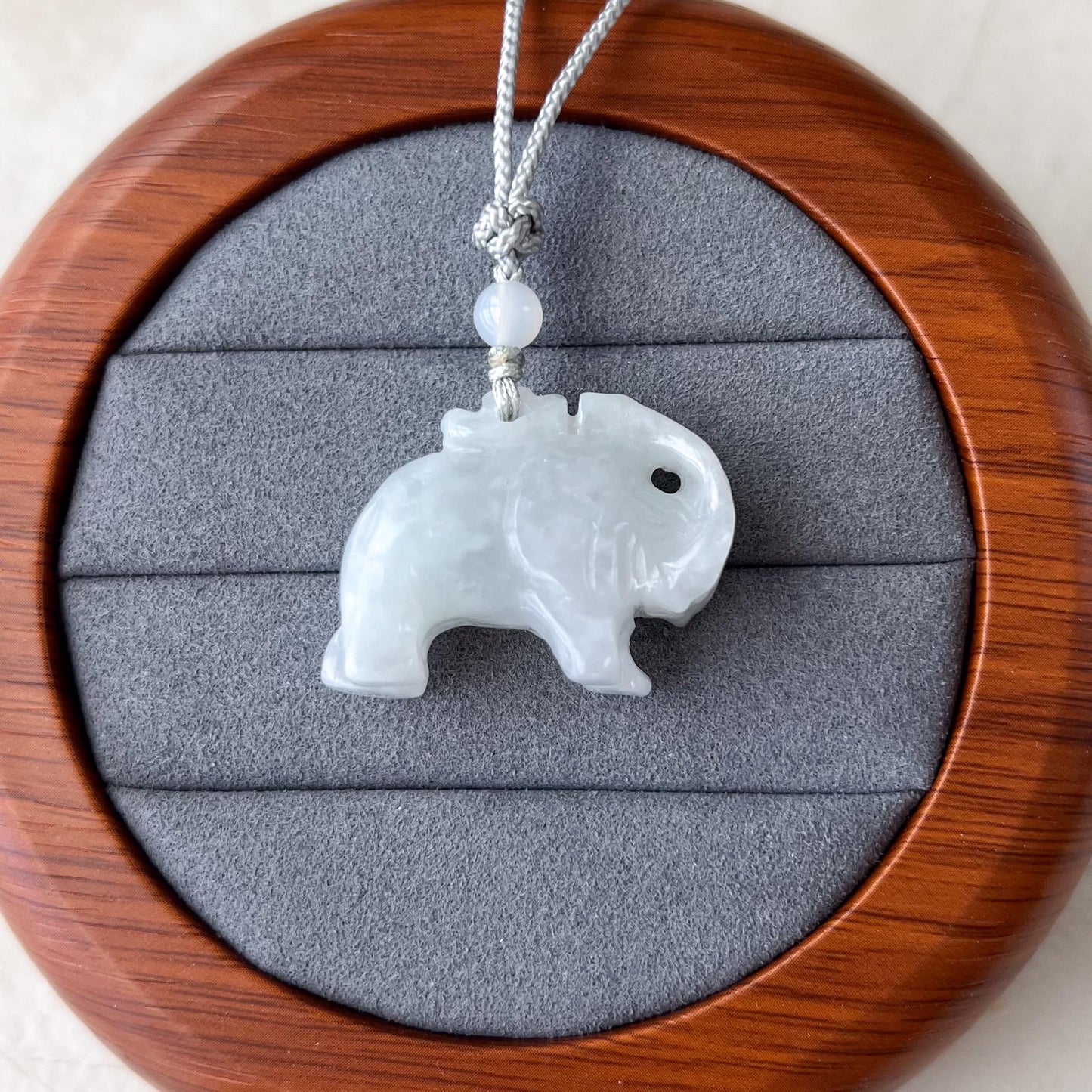 Jadeite Jade Elephant Hand Carved Necklace, XY-0223-1746482658