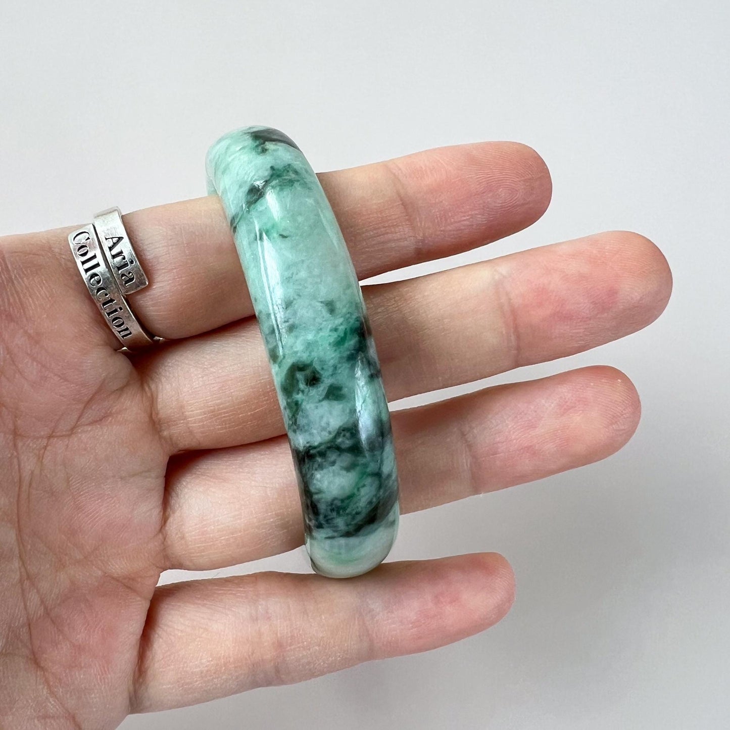 56.9 mm Green Jadeite Jade Bangle, Burmese Grade A Jadeite Jade, YW-0110-1747863316