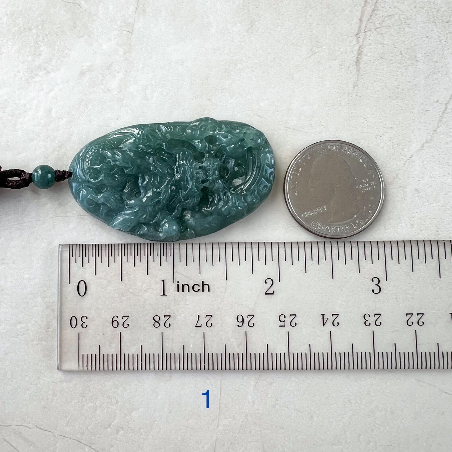 Blue Green Jadeite Jade Dragon Chinese Zodiac Hand Carved Pendant Necklace, BGC-1122-0029316
