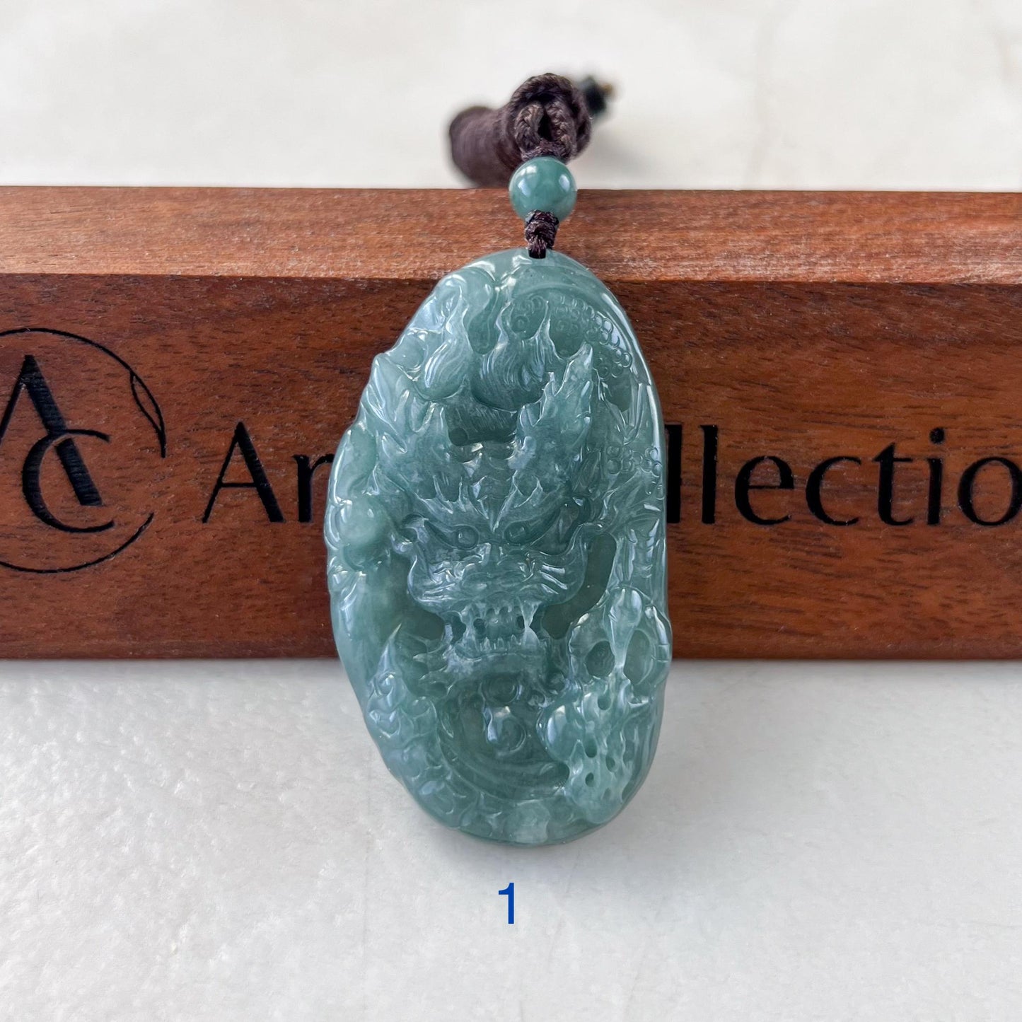 Blue Green Jadeite Jade Dragon Chinese Zodiac Hand Carved Pendant Necklace, BGC-1122-0029316
