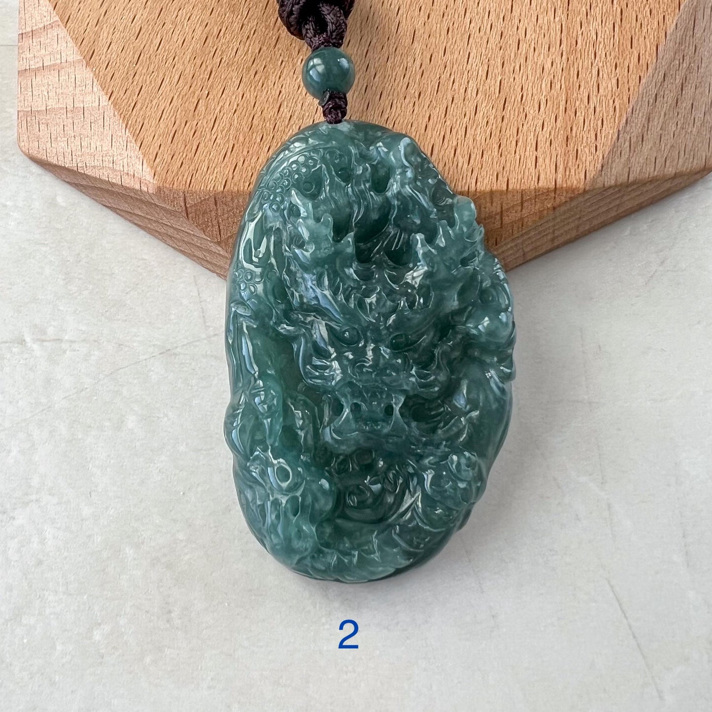 Blue Green Jadeite Jade Dragon Chinese Zodiac Hand Carved Pendant Necklace, BGC-1122-0029316