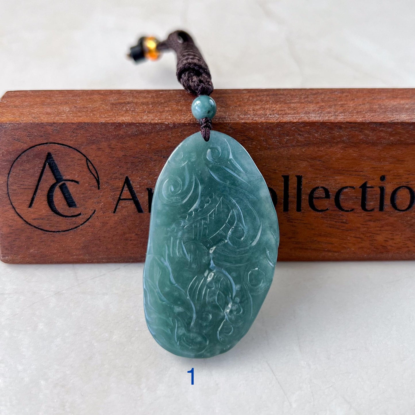 Blue Green Jadeite Jade Dragon Chinese Zodiac Hand Carved Pendant Necklace, BGC-1122-0029316