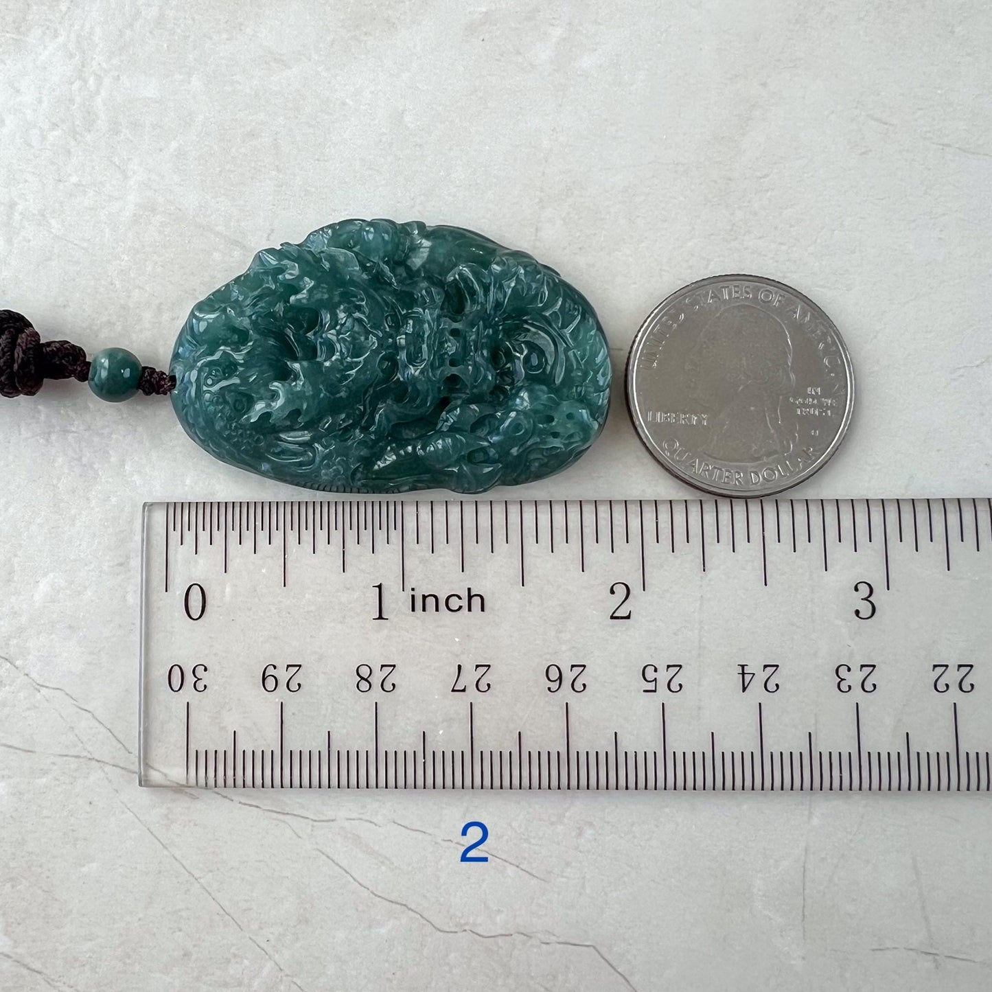 Blue Green Jadeite Jade Dragon Chinese Zodiac Hand Carved Pendant Necklace, BGC-1122-0029316