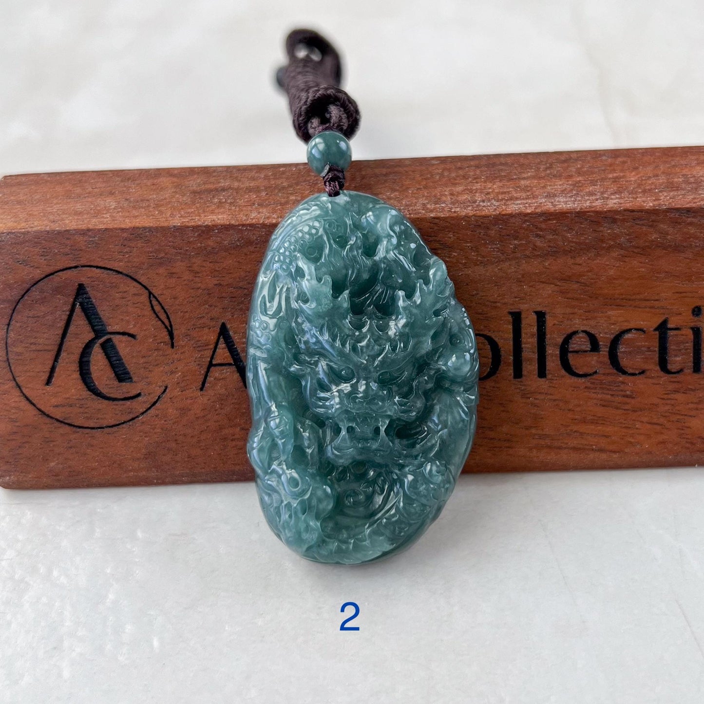 Blue Green Jadeite Jade Dragon Chinese Zodiac Hand Carved Pendant Necklace, BGC-1122-0029316