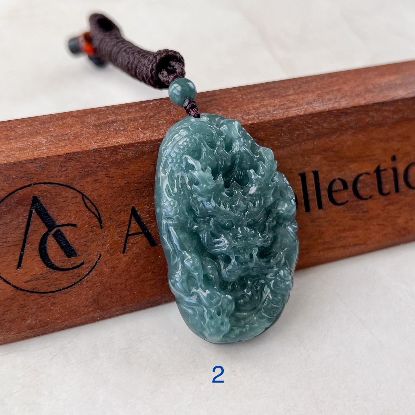 Blue Green Jadeite Jade Dragon Chinese Zodiac Hand Carved Pendant Necklace, BGC-1122-0029316