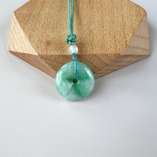 Jade Serenity Peace Pendant, Jadeite Jade Donut Circle Pendant, Peace Buckle Ping An Kou, 平安扣, QY-0721-1753202967