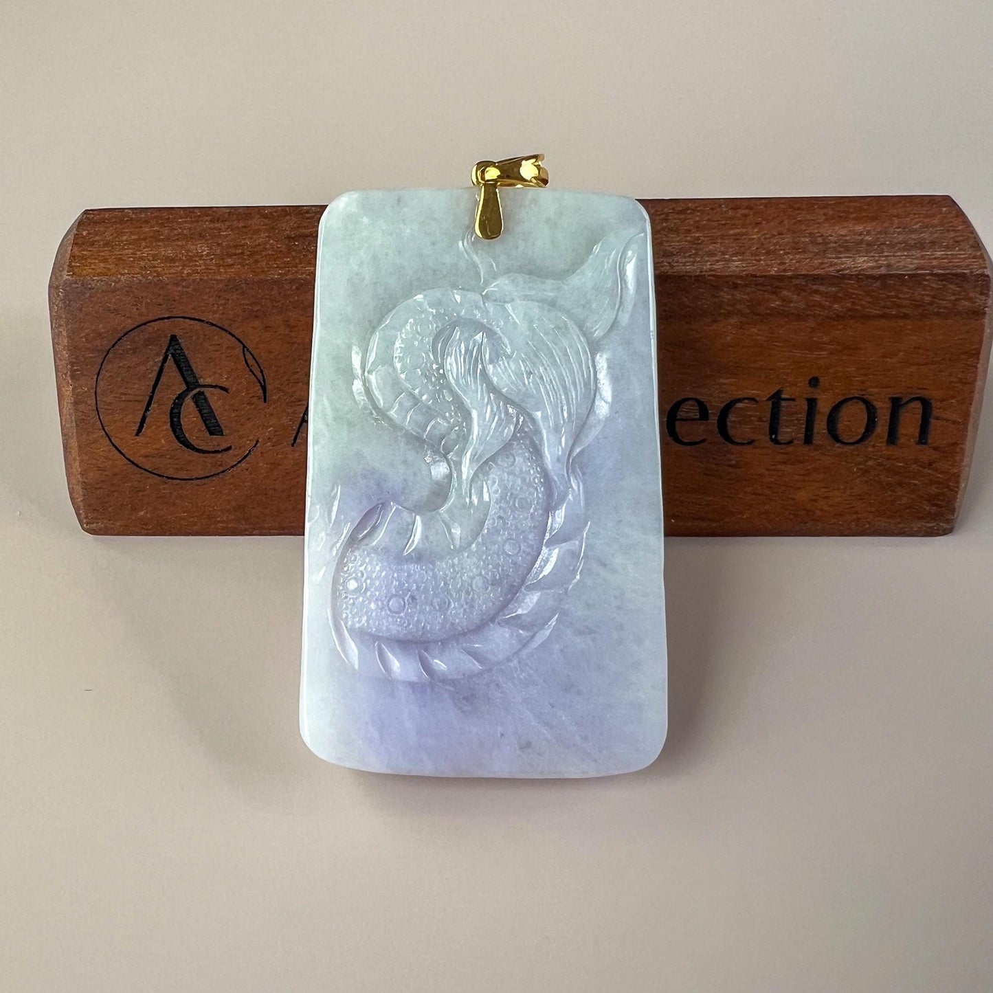 Valiant Guan Gong God of War and Dragon Pendant with 18K Gold, Lavender Purple Jadeite Jade Hand Carved Pendant, 关公, WMC-0724-1729097518